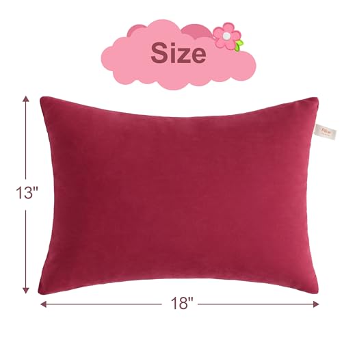 BEDSUM Toddler Pillows, 13x18 Ultra Soft Microfiber Travel Pillow - Small Pillow for Kids Daycare, Flight, Travel and Daily Use - Machine Washable Pillow Inserts, 2 Pack, Red - color: Red, size: 13x18 inches