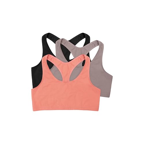 Hanes Women's Racerback Cotton T-Back Bralette (3 Pack) - color: Black/Spiced Fig/Terra Red, size: 3X-Large