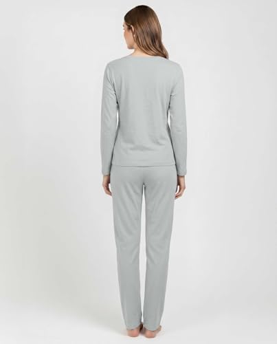 2 Pack Women's Pajama Sets Long Sleeve Sleepwear Comfy Cute Loungewear PJ - color: Set M Black & Dawn Blue, size: Small