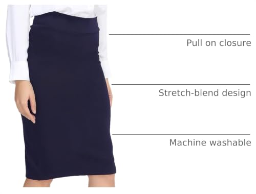 Urban CoCo Women's Elastic Waist Stretch Bodycon Midi Pencil Skirt - color: Navy Blue, size: Medium