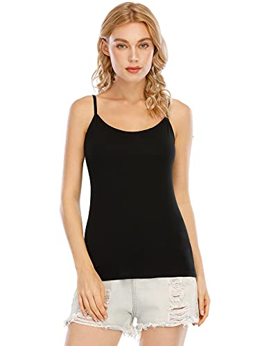 Orrpally Basic Cami Tank Tops Women Lightweight Camisole Stretch Tank Top Adjustable 4-Pack - color: Black/White/Black/Gray, size: Small