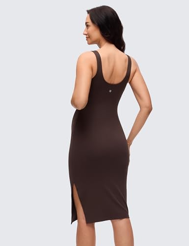 CRZ YOGA Maternity Nursing Midi Dress - color: Hot Fudge Brown, size: Medium
