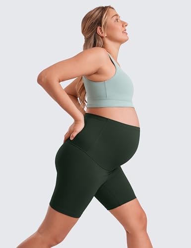 CRZ YOGA Maternity Biker Shorts 6" - color: Legend Green, size: X-Small