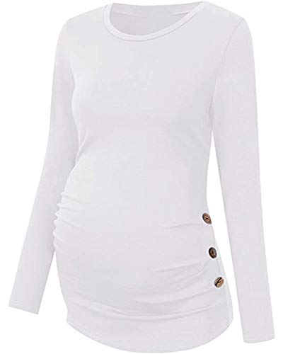 Chuanqi Womens Maternity Shirt Fall Long Sleeve T-Shirts Pregnancy Clothes - color: A-white, size: Small