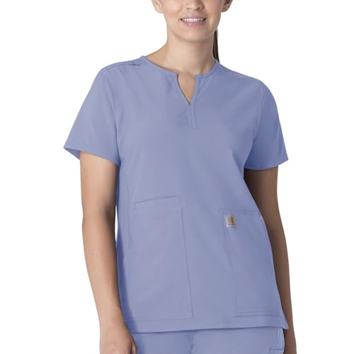 Carhartt Scrubs C12213 Women's Force® Modern Fit Notch Neck Tunic Top - color: Ceil Blue, size: Medium
