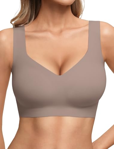 Jelly Bras for Women No Underwire Seamless Pullover Bras Wireless T Shirt Bralettes Wide Straps Sleep Everyday Bra - color: Grey, size: Large