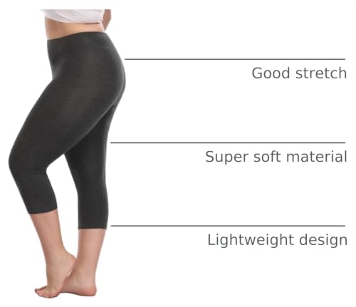 VOGUEMAX Womens Capri Leggings Plus Size High Waisted Crop Yoga Pants - color: Dark Grey, size: 3X