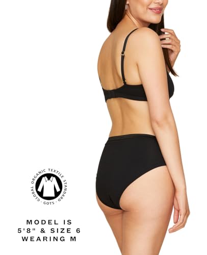 Subset Women's Organic Cotton Mid-Rise Bikini, Knickey Underwear, Single - color: Carbon, size: X-Small