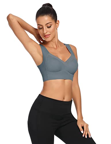 WOWENY Womens Wirefree Seamless Bras Everyday Lounge Bra Sleeping Full Coverage Pullover Bra - color: Steal Grey, size: X-Large