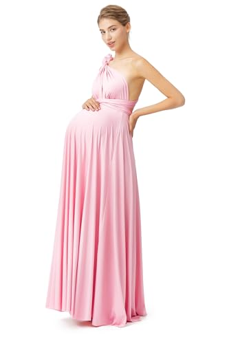72styles Maternity Multi-Way Wrap Infinity Maxi Dress for Baby Shower - color: Blush Pink, size: One Size