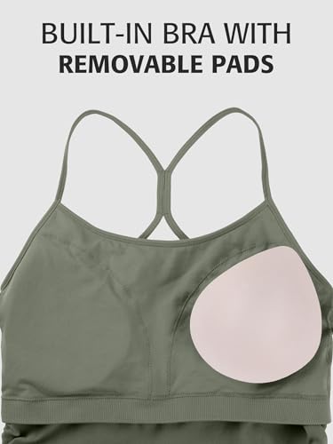 ATTRACO Women's Maternity Tank Tops with Built in Bra Pregnancy Tank - color: Olive Green, size: Large