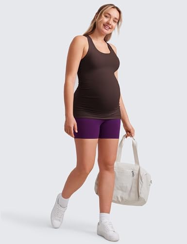 CRZ YOGA Maternity Racerback Tank Tops - color: Hot Fudge Brown, size: Small