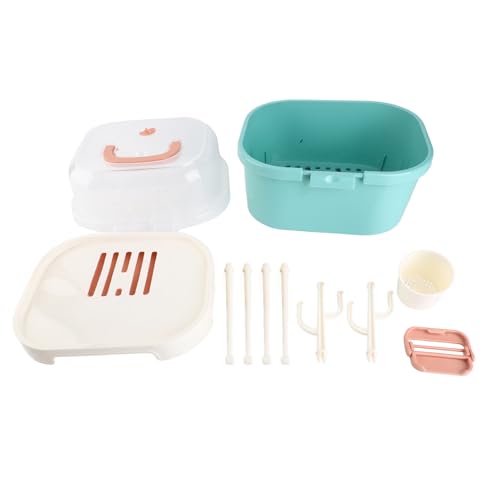 Ejoyous Baby Bottle Drying Rack Organizer, Nursing Bottle Storage Box, Compact Household Dust Proof Draining Thickened Plastic Bottle Holder Box for Home Travel (Green) - color: Green