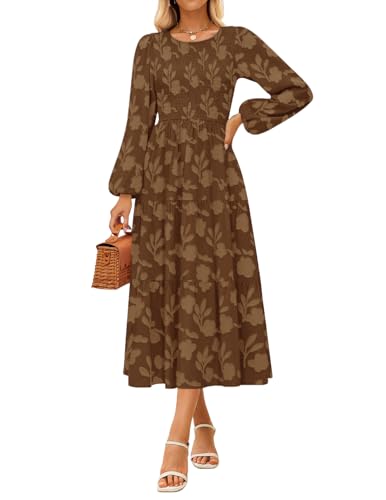 CzzzyL Women's Nursing Dresses Fall Boho Floral Breastfeeding with Pockets - color: Floralcaramel, size: Large