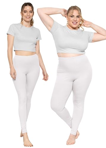 STRETCH IS COMFORT Women's and Plus Size High Rise Knee and Ankle Leggings - color: White, size: 4X