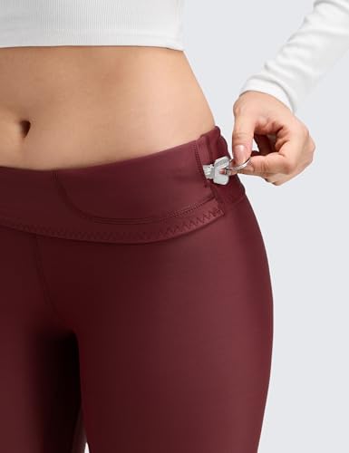 CRZ YOGA Fleece Thermal Leggings 28'' - color: Red Merlot, size: Small