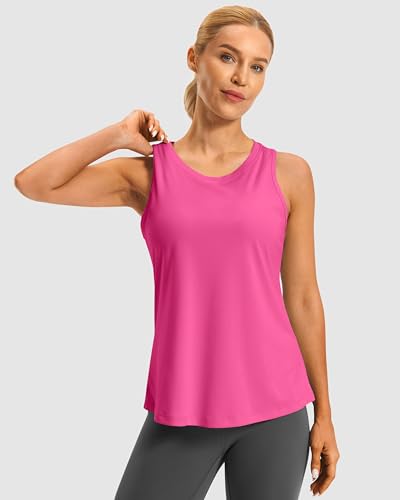 G Gradual Women's Workout Tops Open Back Athletic Tank Tops Running Shirts - color: Magenta, size: X-Small