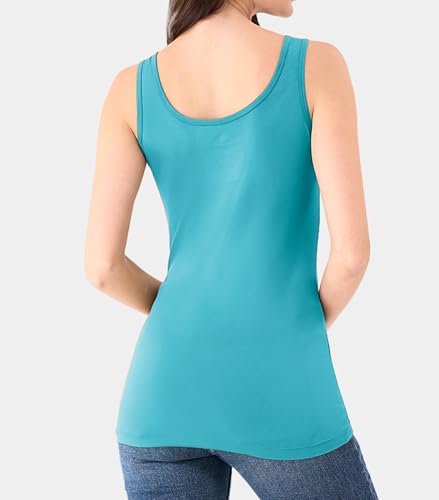 DAVID ARCHY Women's Bamboo Rayon Long Tank Tops, Layering Camisoles 3 Pack - color: Aqua Blue/Pale Lime Green/Rose Pink, size: X-Large