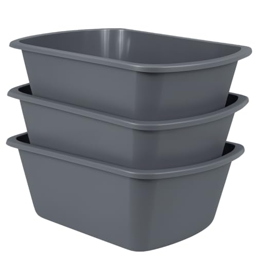Vakly Plastic Wash Basin, 7 Qt, Rectangular Graduated 3 Pack