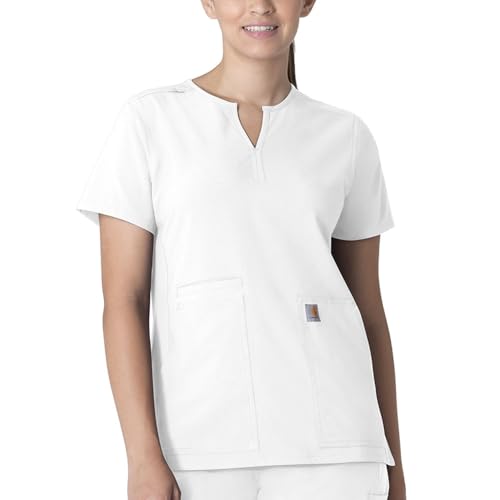 Carhartt Scrubs C12213 Women's Force® Modern Fit Notch Neck Tunic Top - color: White, size: Medium