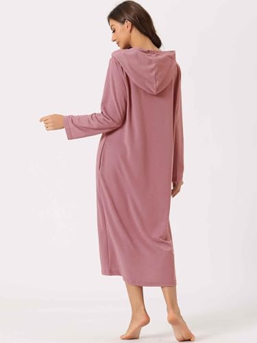 cheibear Women Long Sleeve Cardigan Knit Zip Up with Pockets - color: Dark Pink, size: Small