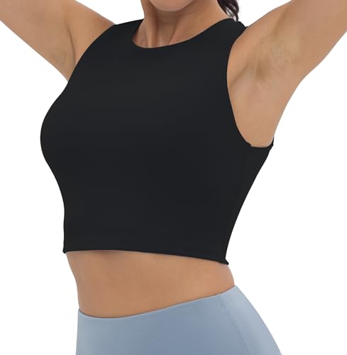 V VOCNI Nursing Tank Tops Racerback Breastfeeding Crop Top - color: Black, size: Small