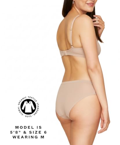 Subset Women's Organic Cotton Mid-Rise Bikini, Knickey Underwear, Single - color: Stone, size: Large