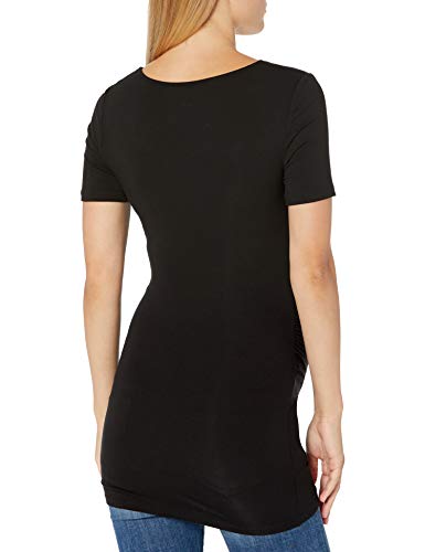 Amazon Essentials Women's Maternity Short-Sleeve Rouched Scoopneck T-Shirt, Pack of 2 - color: Black/White, size: XX-Large