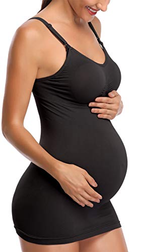 Womens Nursing Tank Tops Built in Bra for Breastfeeding Maternity Camisole Brasieres - color: Black*3, size: Medium