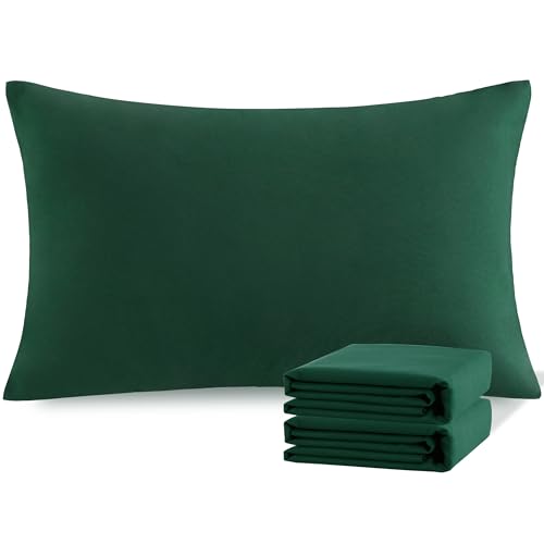 NTBAY Standard Microfiber Pillowcases, 2 Pack, 20 x 26, Dark Green - color: Dark Green, size: Standard (20" x 26")
