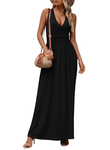 CATHY Maxi Dresses for Women Casual Summer Dress with Pockets S-3XL - color: Black, size: XX-Large