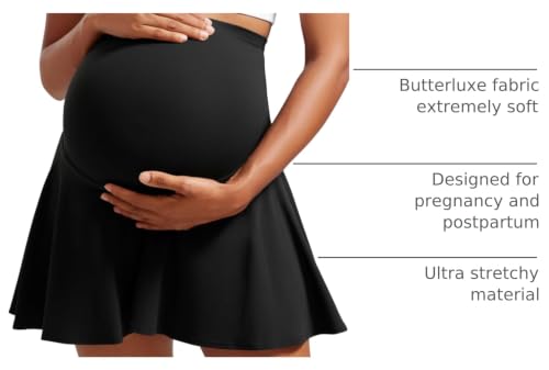 CRZ YOGA Maternity Flowy Tennis Skirts - color: Black, size: X-Large