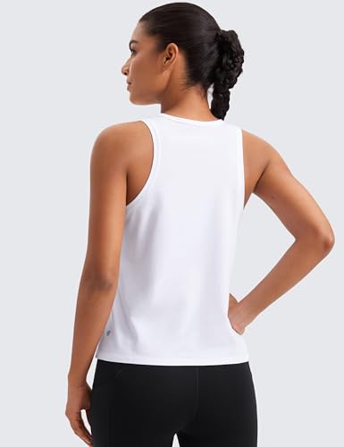 CRZ YOGA Pima Cotton Scoop Neck Tank Top - color: White, size: Large
