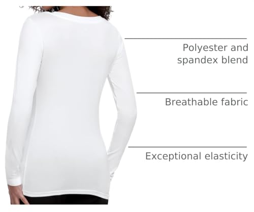 COZYFIT 3 Pack Underscrub Long Sleeve Women, Scrubs Undershirts, Crew Neck - color: Black/White/Ceil Blue, size: Small