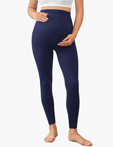 VALANDY Creamlush 2/4 Pack Maternity Leggings with Pockets Over the Belly - color: 4pack - Black/Dark Grey/Navy Blue/Plum Purple, size: Small