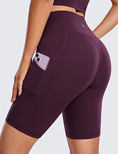 CRZ YOGA Butterluxe Biker Shorts Pockets 8" - color: Deep Purple, size: X-Large