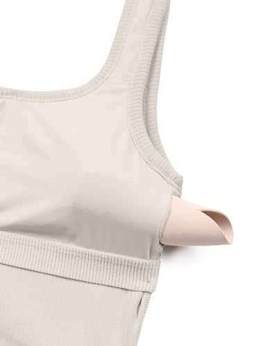 CRZ YOGA Ribbed U Neck Crop Tank Tops - color: White Apricot, size: Large