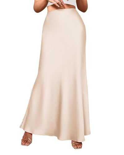 BTFBM Maxi Skirts for Women Business Casual - color: Beige, size: X-Large