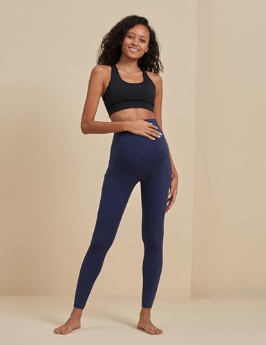 POSHDIVAH 3 Pack Women's Maternity Leggings Yoga Pants with Pockets - color: 3 Pack Black Green Navy Blue, size: X-Large