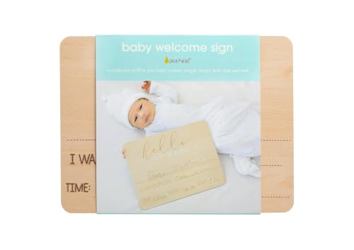 Pearhead Wooden Baby Welcome Sign - color: Hello World Baby Arrival Sign