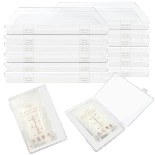 12 Pcs Clear Flat Breast Milk Freezer Storage Organizer Space Saving Breastmilk Plastic Storage Box Freezer Tray Breastfeeding Bag Fridge Organizer for Breastfeed Organization Tools - size: 12 Pcs