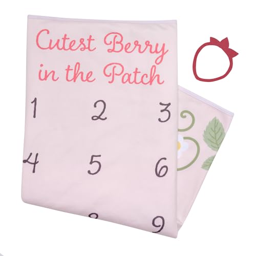 Lambs & Ivy Strawberry Patch Milestone Photo Opportunity Baby Blanket - color: Strawberry