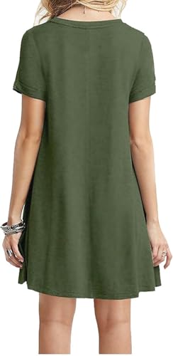 MOLERANI Women's Casual Plain Simple T-Shirt Loose Dress - color: 01 Army Green, size: Large