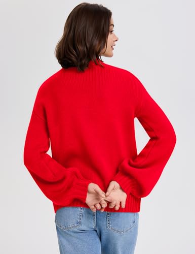 LOMON Womens Chunky Knit Cardigan Oversized Button Front Trend Sweater Tops - color: Red, size: X-Large