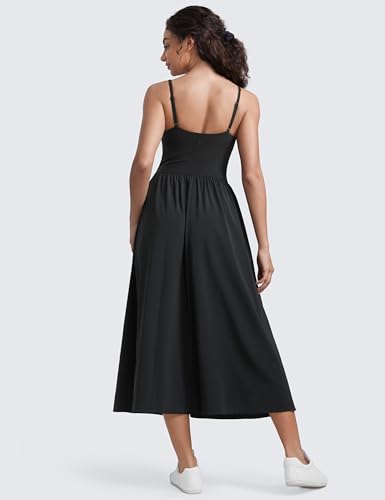 CRZ YOGA Square Neck Maxi Casual Dress - color: Black, size: XX-Small
