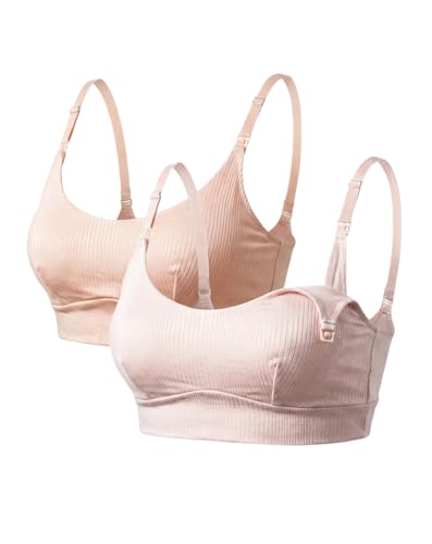 Bodily Everything Wireless Nursing & Maternity Bra with Clip Down Access - color: 2 Pack - Clay/Himalaya, size: Large