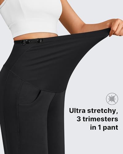 G4Free Maternity Pants Pregnancy Wide Leg Sweatpants High Waist Modal Soft - color: Black, size: Small