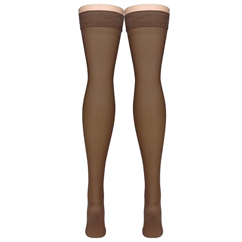 Truform Sheer Compression Stockings, 15-20 mmHg, Women's Thigh High Length, 20 Denier, Espresso, Small - color: Espresso, size: Small (1 Pair)