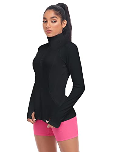 VUTRU Women's Workout Yoga Jacket Full Zip Running Athletic Track Jacket - color: Back Mesh Vent Black, size: X-Small