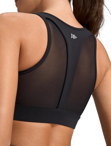 Yvette Women Front Zip High Impact Racerback Sports Bra - color: Black, size: (XX-Large) D/DDD